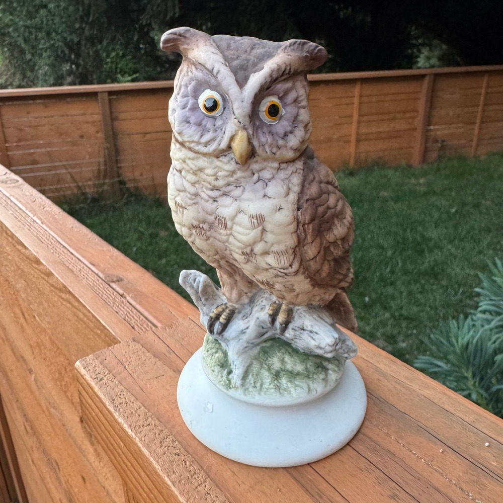 VTG Lefton Great Horned Owl Figurine 6.25" Hand Painted Japan KW866 Porcelain
